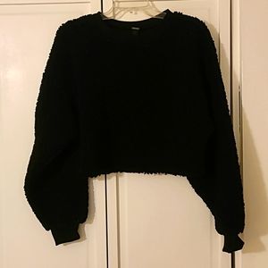 Wild Fable Black Cropped Plush Sweater